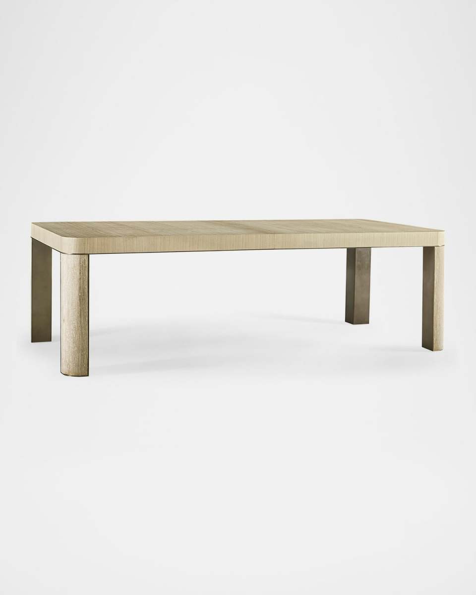 Water Upwelling Travertine Leg 96" Dining Table with 1 Leaf